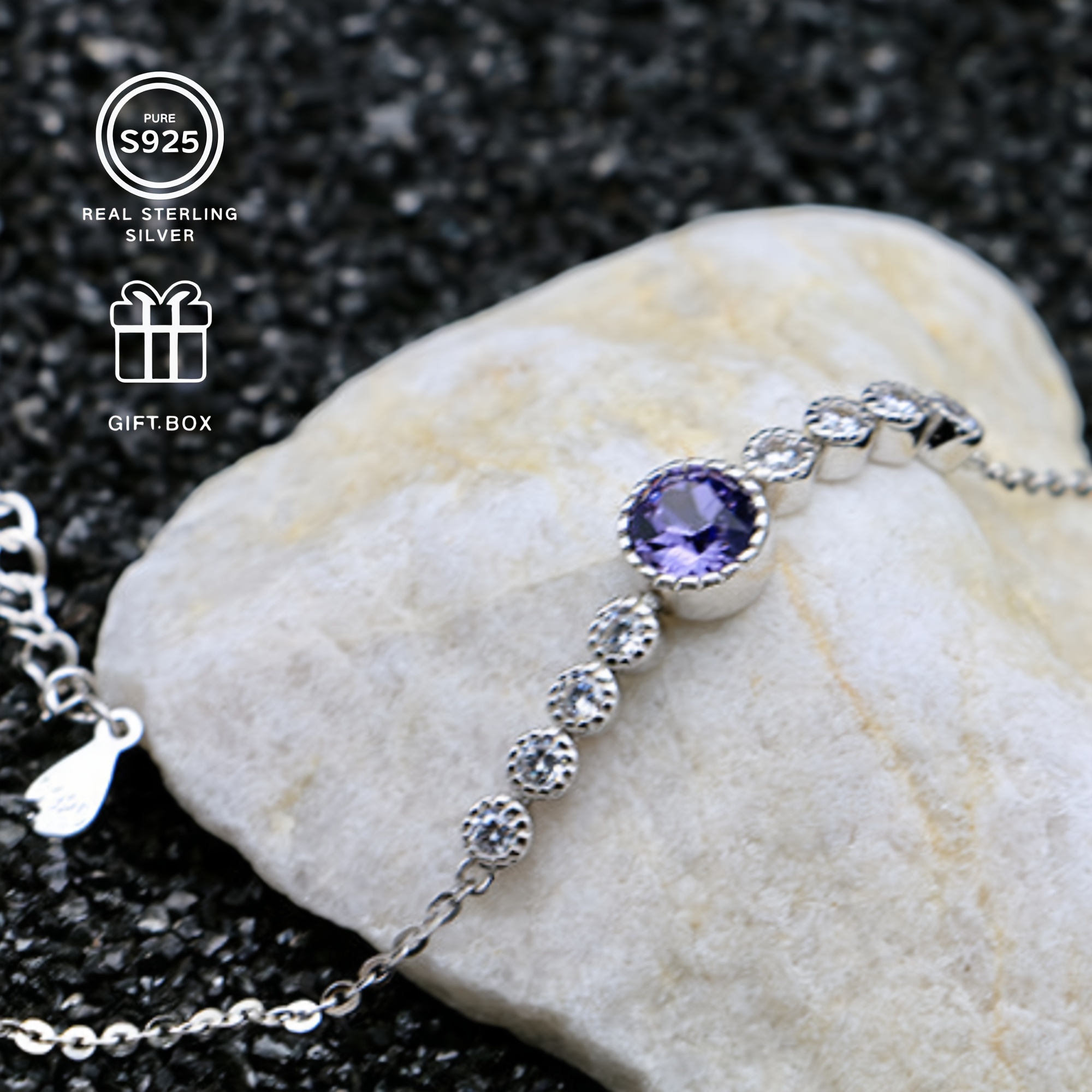 925 Silver Bracelet with Natural Pearl & Sparkling Stones